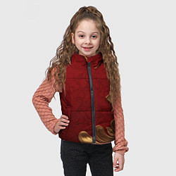 Детский жилет Объемный золотой лист на красном текстурном фоне, цвет: 3D-черный — фото 2