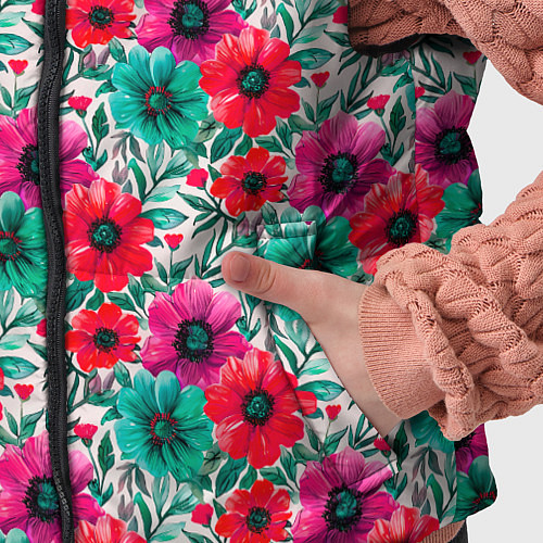 Детский жилет Анемоны цветы яркий принт / 3D-Красный – фото 5