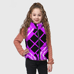 Детский жилет Чёрные квадраты и белые полосы на фиолетовом фоне, цвет: 3D-черный — фото 2