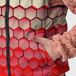 Детский жилет Гексагональные блоки с красной подсветкой, цвет: 3D-черный — фото 2