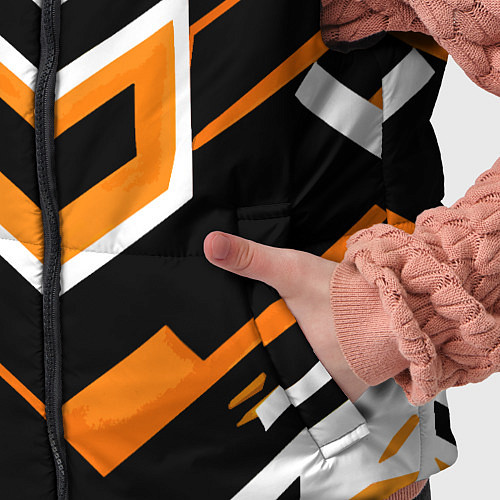 Детский жилет Полосы и оранжево-белый шестиугольник / 3D-Красный – фото 5