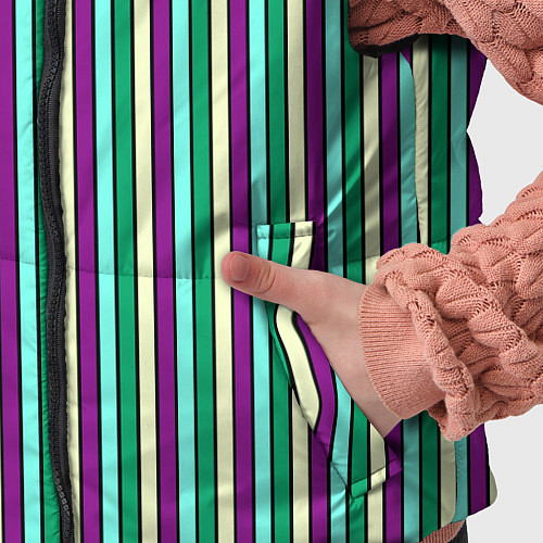 Детский жилет Фиолетово-зелёный полосатый / 3D-Черный – фото 5