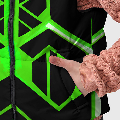 Детский жилет Green lines on a black background / 3D-Красный – фото 5