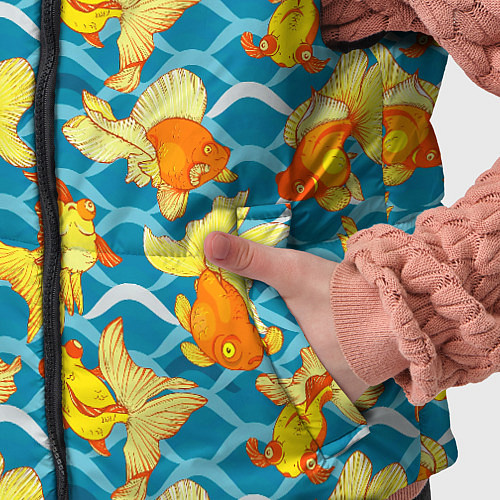 Детский жилет Разноцветные золотые рыбки / 3D-Черный – фото 5