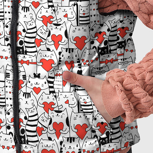 Детский жилет Котики держат сердечки / 3D-Черный – фото 5