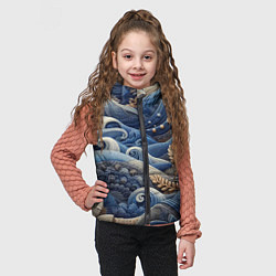 Детский жилет Джинсовые волны - нейросеть, цвет: 3D-светло-серый — фото 2