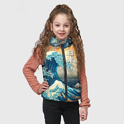 Детский жилет Коллаж с Японской волной - нейросеть, цвет: 3D-черный — фото 2