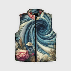 Детский жилет Джинсовая воронка нитки и цветы - нейросеть, цвет: 3D-красный