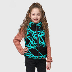 Детский жилет Ярко голубые линии, цвет: 3D-черный — фото 2