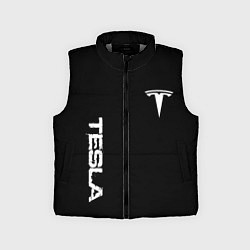 Детский жилет Tesla logo white, цвет: 3D-светло-серый