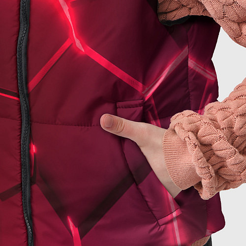 Детский жилет Маджента неоновые плиты в разломе / 3D-Светло-серый – фото 5