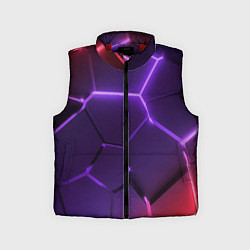 Детский жилет Красно-фиолетовые неоновые плиты в разломе, цвет: 3D-красный