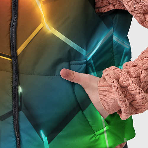 Детский жилет Радужные неоновые плиты в разломе / 3D-Черный – фото 5