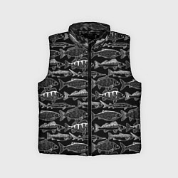 Детский жилет Черно белые рыбы, цвет: 3D-черный