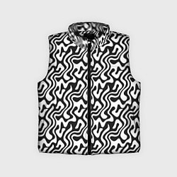 Детский жилет Черно-белый узор с абстрактными линиями, цвет: 3D-черный