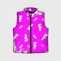 Детский жилет Fortnite pattern pink, цвет: 3D-светло-серый