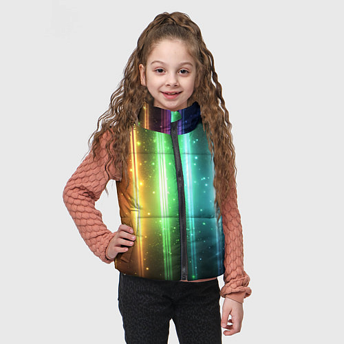 Детский жилет Светящиеся яркие неоновые полосы в космосе / 3D-Красный – фото 3