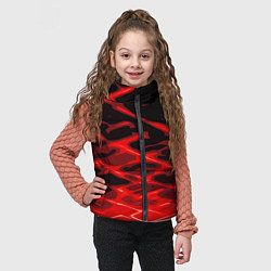 Детский жилет Красные абстрактные полосы на чёрном фоне, цвет: 3D-красный — фото 2