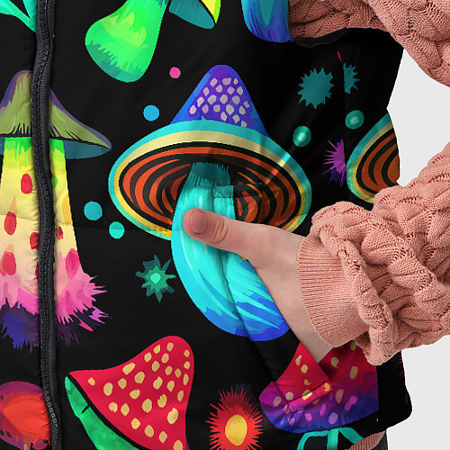 Детский жилет Биолюминесцентные кислотные грибы / 3D-Черный – фото 5
