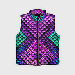 Детский жилет Фиолетовая текстурная кожа змеи, цвет: 3D-светло-серый