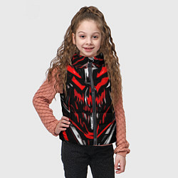 Детский жилет Красно-белое абстрактное лицо на чёрном фоне, цвет: 3D-светло-серый — фото 2