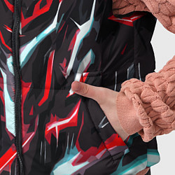 Детский жилет Красно-белые абстрактные линии на чёрном фоне, цвет: 3D-черный — фото 2