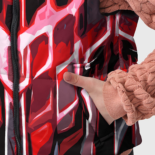 Детский жилет Абстрактные красные линии на чёрном фоне / 3D-Светло-серый – фото 5