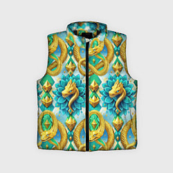 Детский жилет Золотистые змеи и цветы, цвет: 3D-черный