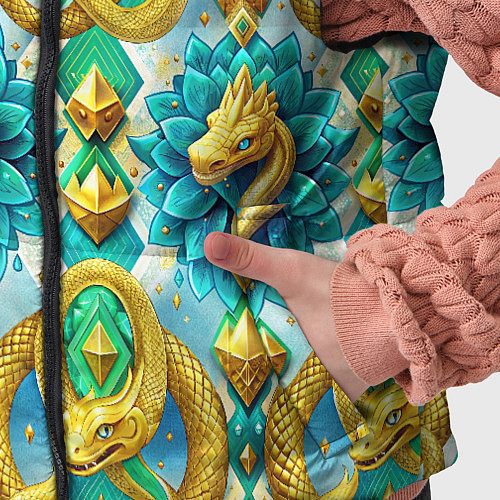 Детский жилет Золотистые змеи и цветы / 3D-Черный – фото 5