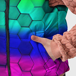 Детский жилет Неоновая абстракция соты, цвет: 3D-светло-серый — фото 2