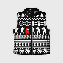 Детский жилет Among us x cs go, цвет: 3D-светло-серый