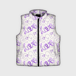 Детский жилет Паттерн с надписями Love и сердцами, цвет: 3D-светло-серый
