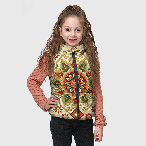 Детский жилет Русские классические узоры и орнамент / 3D-Красный – фото 3