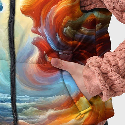 Детский жилет Профили парня и девушки - две стихии / 3D-Черный – фото 5