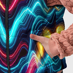 Детский жилет Хаотичные неоновые полосы - абстракция, цвет: 3D-черный — фото 2