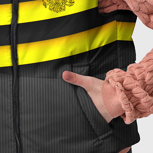 Детский жилет Герб РФ геометрия линии / 3D-Черный – фото 5