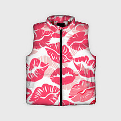Детский жилет Романтический отпечаток помады игривый макияж, цвет: 3D-красный