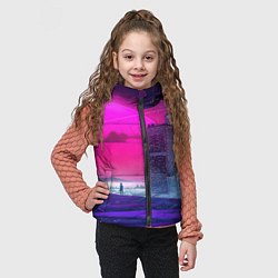 Детский жилет Synthwave неоновый город, цвет: 3D-светло-серый — фото 2