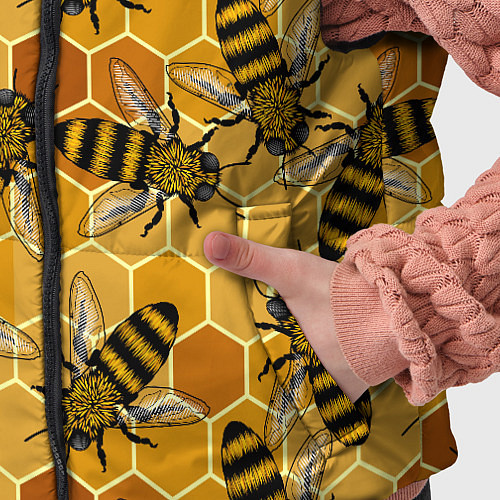 Детский жилет Пчелы на сотах паттерн / 3D-Черный – фото 5