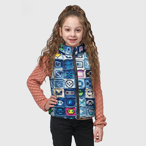 Детский жилет Пиксельный пэчворк / 3D-Красный – фото 3