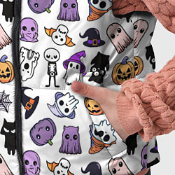 Детский жилет Кавайный хэллоуин - призраки и черепа на белом фон, цвет: 3D-черный — фото 2