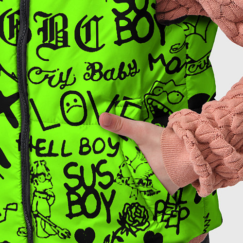 Детский жилет Lil Peep кислотный паттерн / 3D-Светло-серый – фото 5