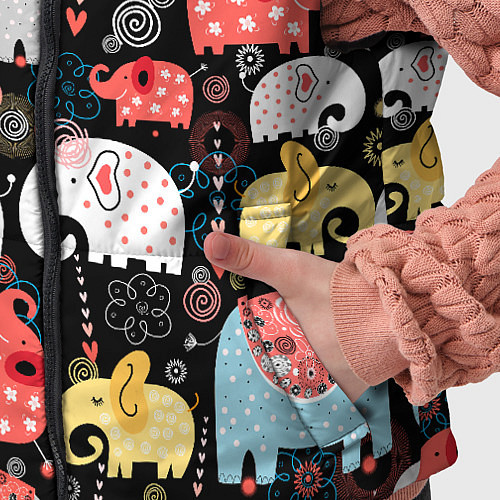 Детский жилет Цветные слонята паттерн / 3D-Красный – фото 5