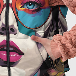 Детский жилет Девушка в солнечных очках поп-арт, цвет: 3D-красный — фото 2