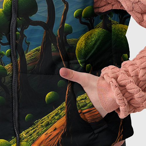 Детский жилет Лес из зеленых инопланетных деревьев в стиле Сальв / 3D-Черный – фото 5