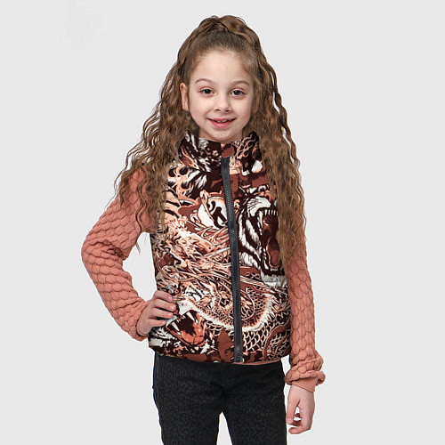 Детский жилет Тигр дракон и самурай / 3D-Светло-серый – фото 3