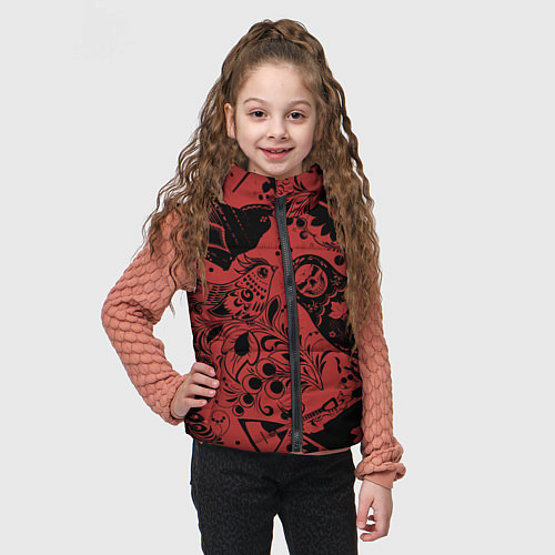 Детский жилет Матрёшка с черепом на фоне славянских узоров и бал / 3D-Светло-серый – фото 3