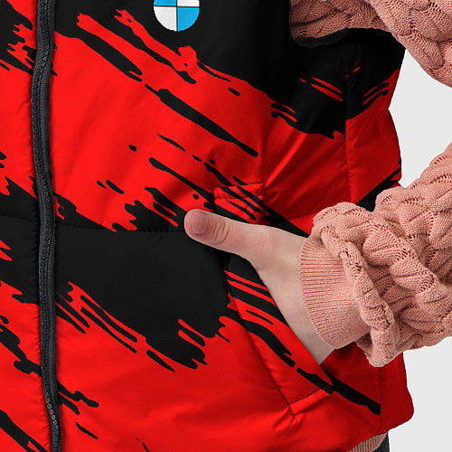 Детский жилет BMW красные краски текстура / 3D-Черный – фото 5