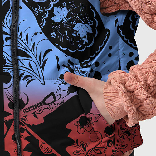 Детский жилет Герб России на фоне матрёшек балалайки и славянски / 3D-Черный – фото 5