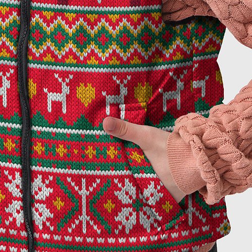 Детский жилет Текстура свитерной вязки новогодняя / 3D-Красный – фото 5